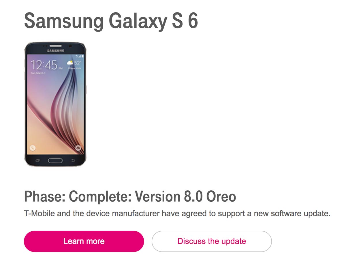 El Samsung Galaxy S6 actualizará a Android 8 Oreo, palabra de T Mobile